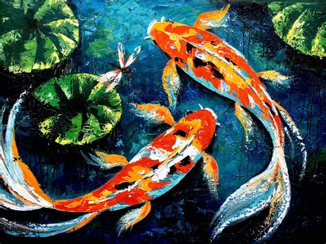 paintings of koi fish|aesthetic koi fish wall painting.